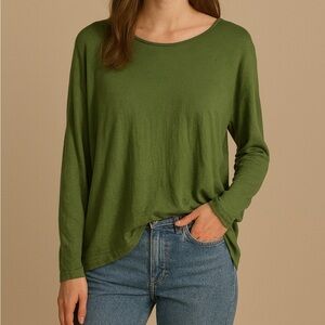 J Jill Women Green Pullover Sweater Top Size L. Cottagecore 100% Merino Wool